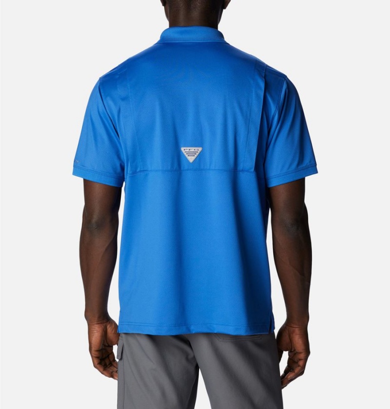 Blue Columbia PFG Tamiami Men's Polo Shirt | 64718ZPEX