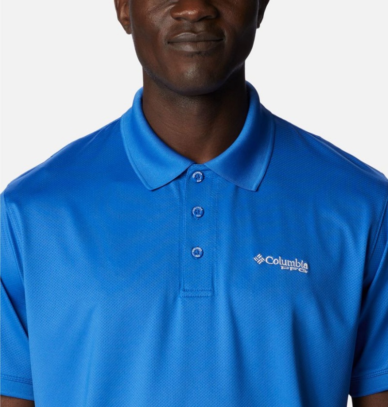 Blue Columbia PFG Tamiami Men's Polo Shirt | 64718ZPEX