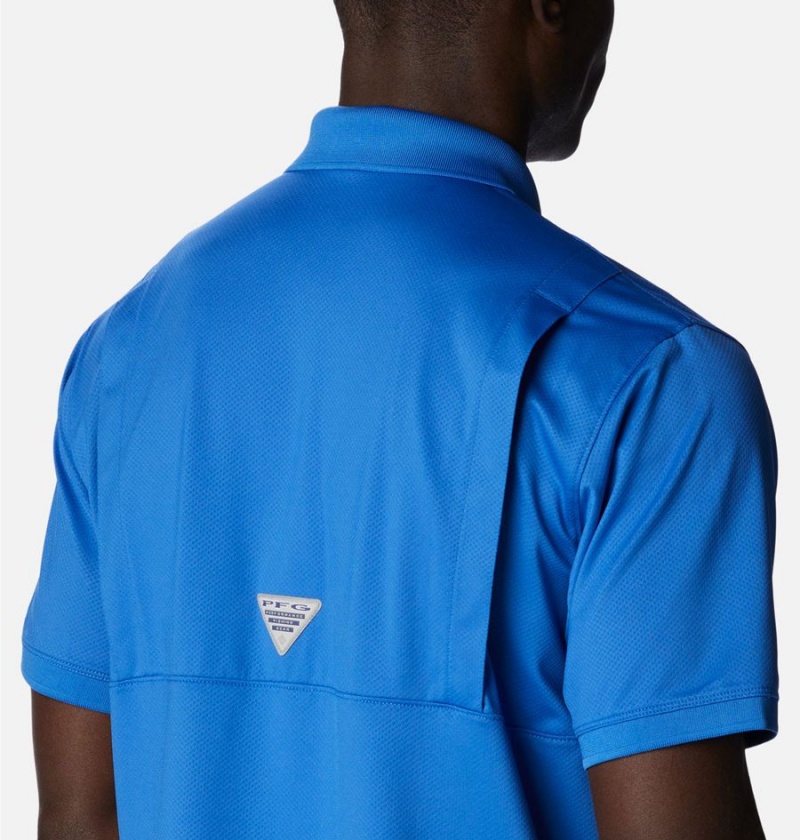 Blue Columbia PFG Tamiami Men's Polo Shirt | 64718ZPEX