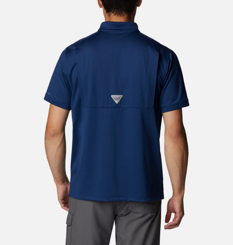 Blue Columbia PFG Tamiami Men's Polo Shirt | 50839QFEX