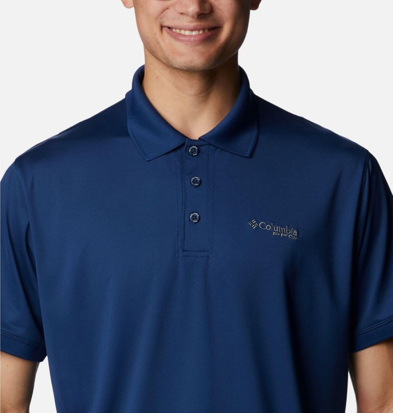 Blue Columbia PFG Tamiami Men's Polo Shirt | 50839QFEX