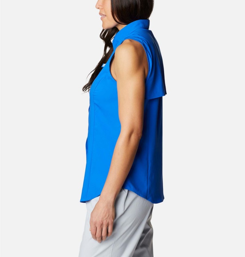 Blue Columbia PFG Tamiami Sleeveless Women's Tank Top | 54271MTXB