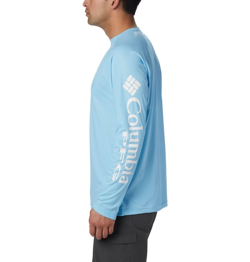 Blue Columbia PFG Terminal Deflector Long Sleeve Men's T-Shirt | 41207ZALB