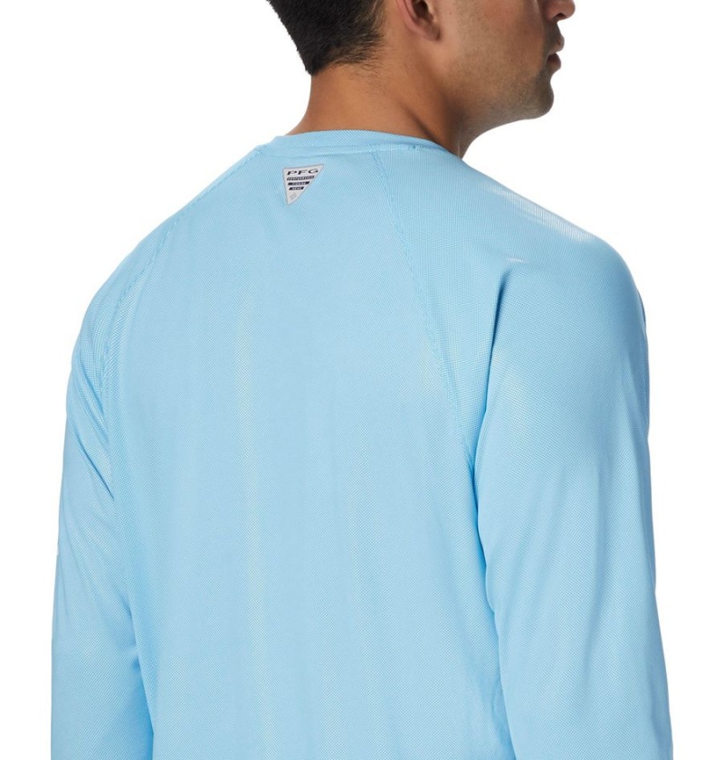 Blue Columbia PFG Terminal Deflector Long Sleeve Men's T-Shirt | 41207ZALB