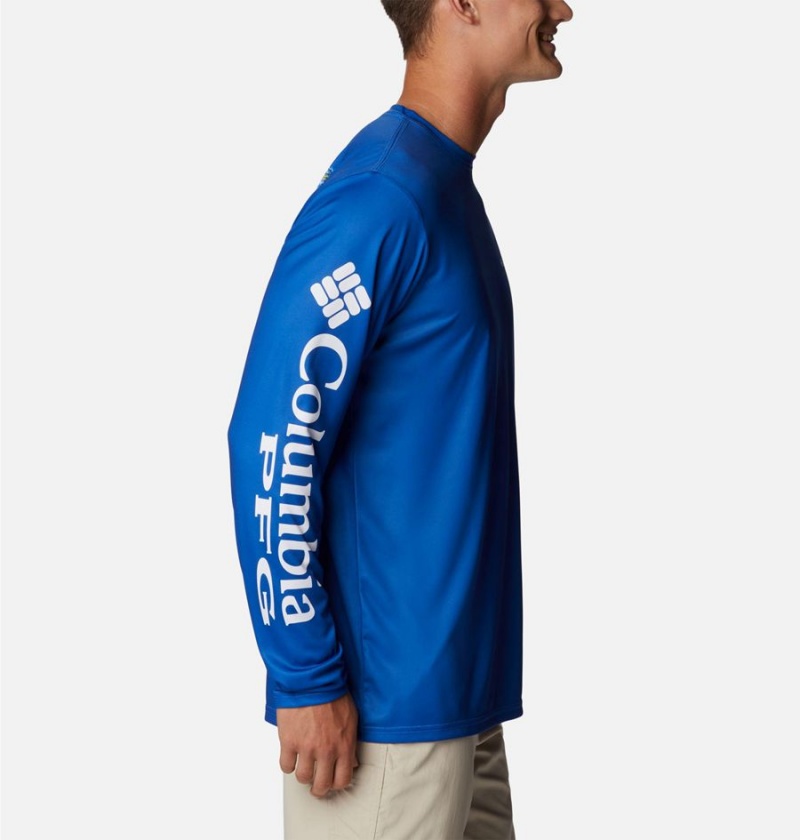 Blue Columbia PFG Terminal Tackle Carey Chen Long Sleeve Men's T-Shirt | 37905WFAC