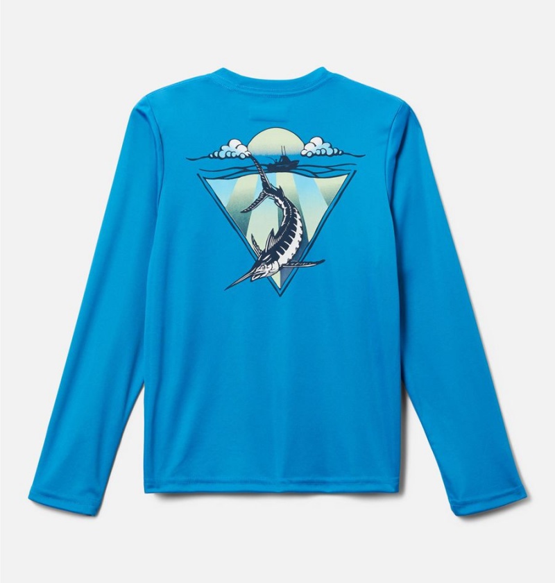 Blue Columbia PFG Terminal Tackle Drag Time Long Sleeve Kids' T-Shirt | 96134PGKO