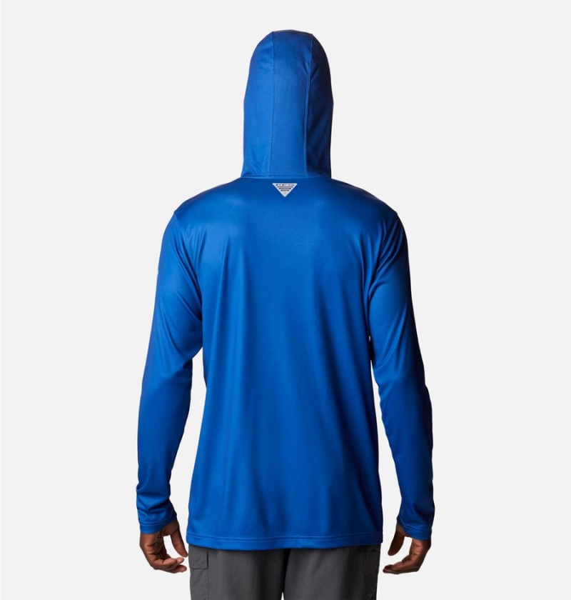 Blue Columbia PFG Terminal Tackle Fish Flag Men's Hoodie | 93704EQZD