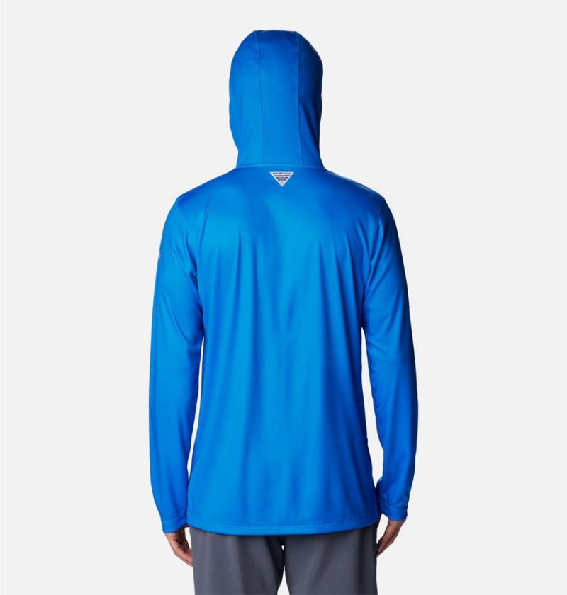 Blue Columbia PFG Terminal Tackle Fish Flag Men's Hoodie | 70968PNMB