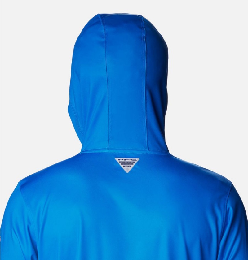 Blue Columbia PFG Terminal Tackle Fish Flag Men's Hoodie | 70968PNMB