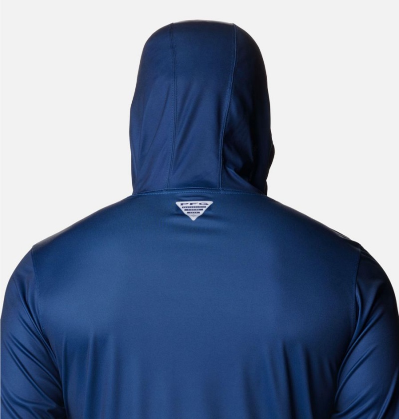 Blue Columbia PFG Terminal Tackle Fish Flag Men's Hoodie | 06935TDZQ