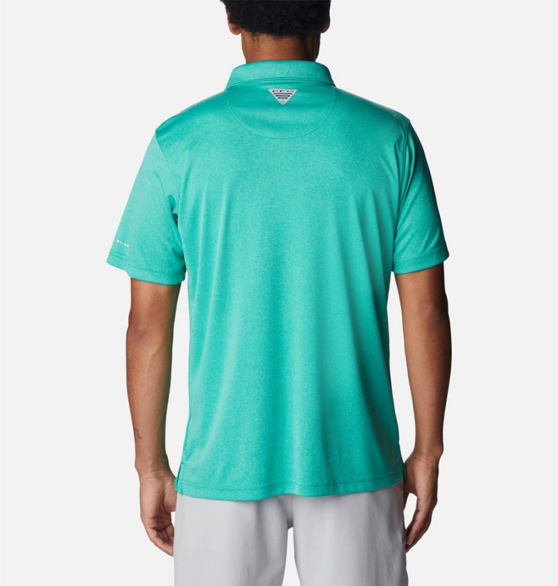 Blue Columbia PFG Terminal Tackle Heather Men's Polo Shirt | 60957EXYM