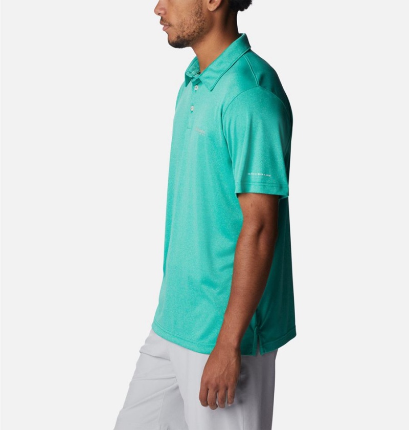 Blue Columbia PFG Terminal Tackle Heather Men's Polo Shirt | 60957EXYM