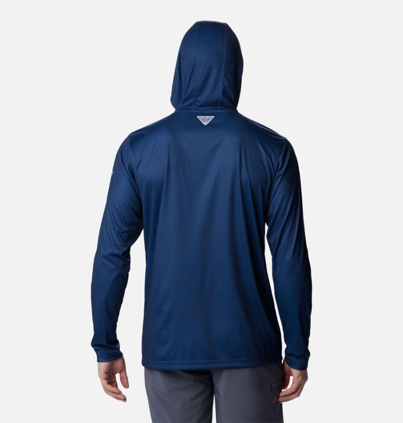 Blue Columbia PFG Terminal Tackle Hooks Men's Hoodie | 05128YQZJ