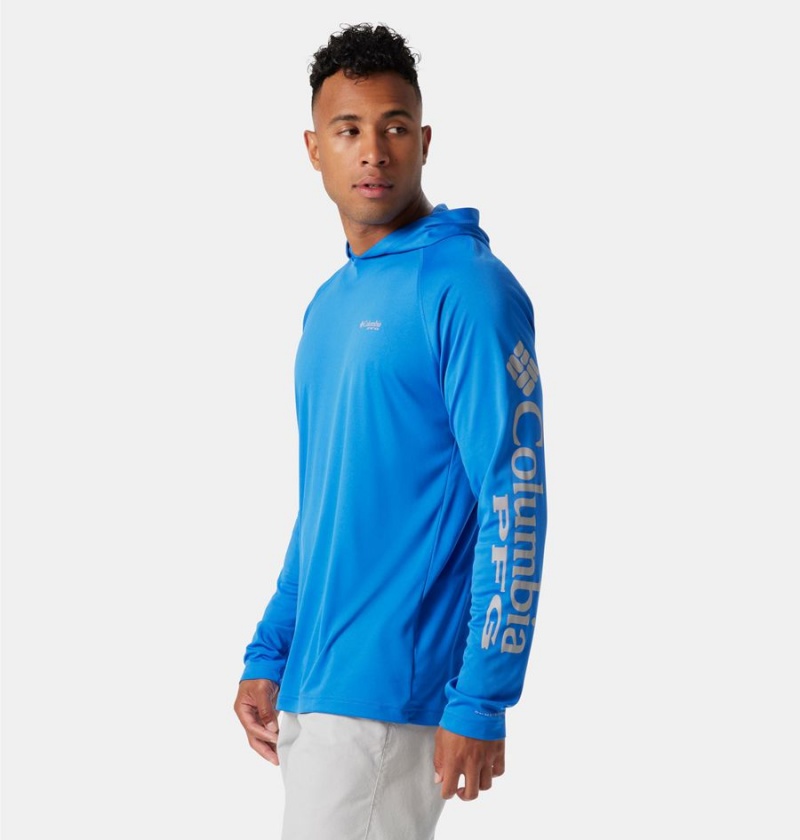 Blue Columbia PFG Terminal Tackle Men's Hoodie | 39156AJYQ