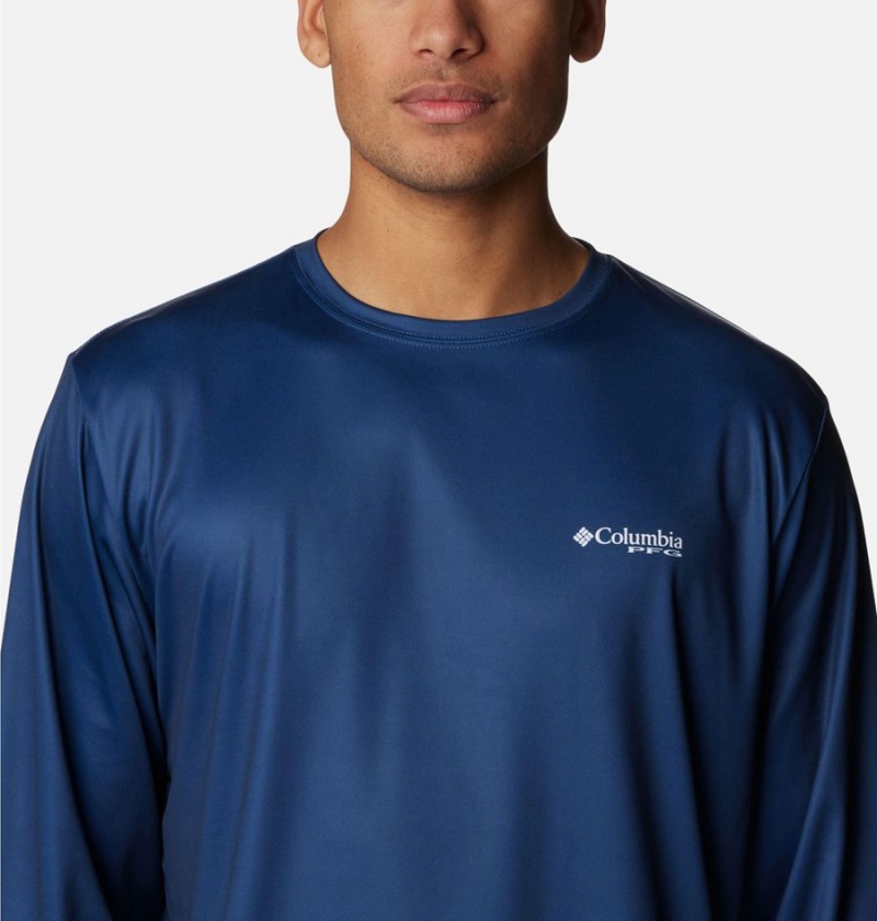 Blue Columbia PFG Terminal Tackle Statetriot Long Sleeve Men's T-Shirt | 67054KMOX