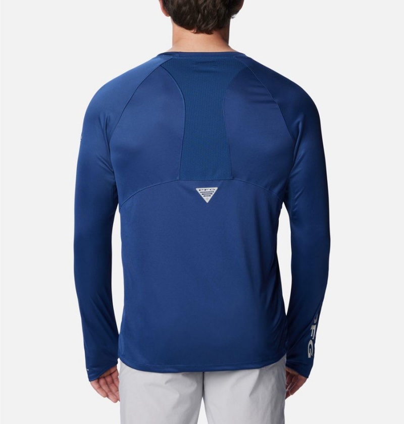 Blue Columbia PFG Terminal Tackle Vent Long Sleeve Men's T-Shirt | 47321LRZU