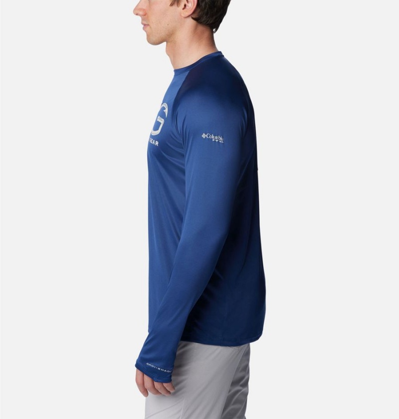 Blue Columbia PFG Terminal Tackle Vent Long Sleeve Men's T-Shirt | 47321LRZU