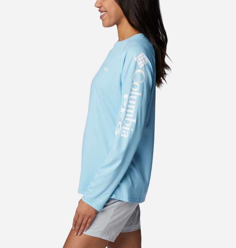 Blue Columbia PFG Tidal Deflector Long Sleeve Women's T-Shirt | 18253ILCT