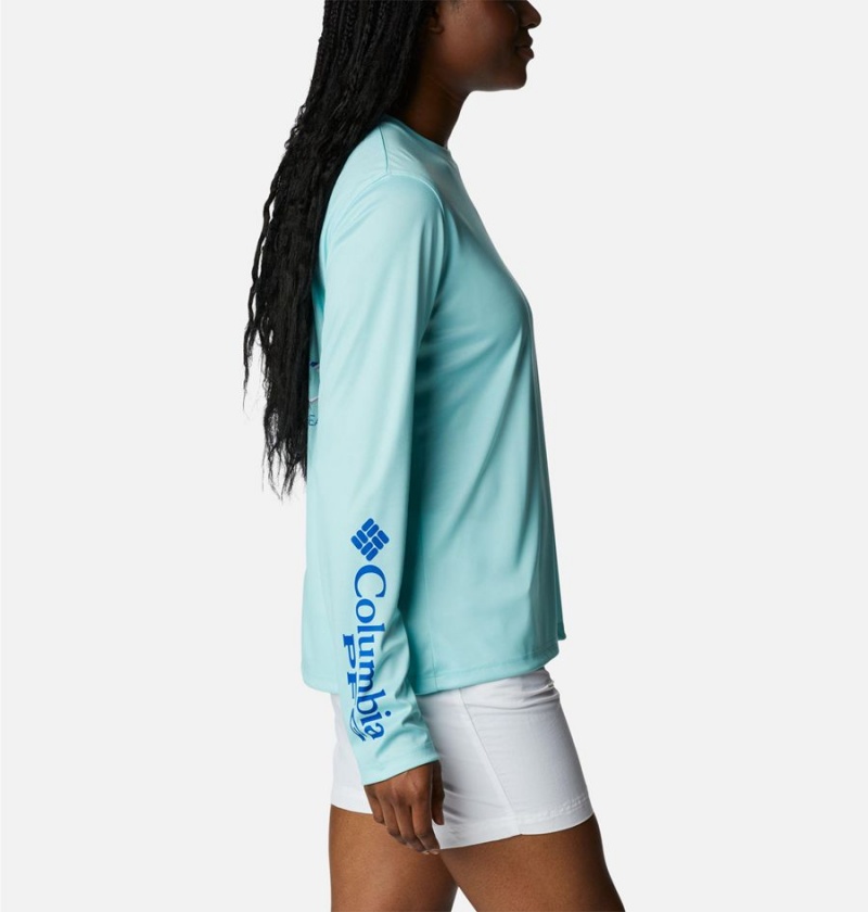 Blue Columbia PFG Tidal Fish Star Long Sleeve Women's T-Shirt | 36294NBPG