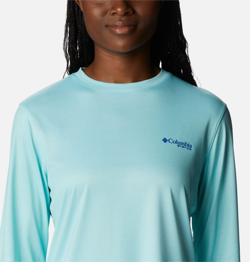 Blue Columbia PFG Tidal Fish Star Long Sleeve Women's T-Shirt | 36294NBPG