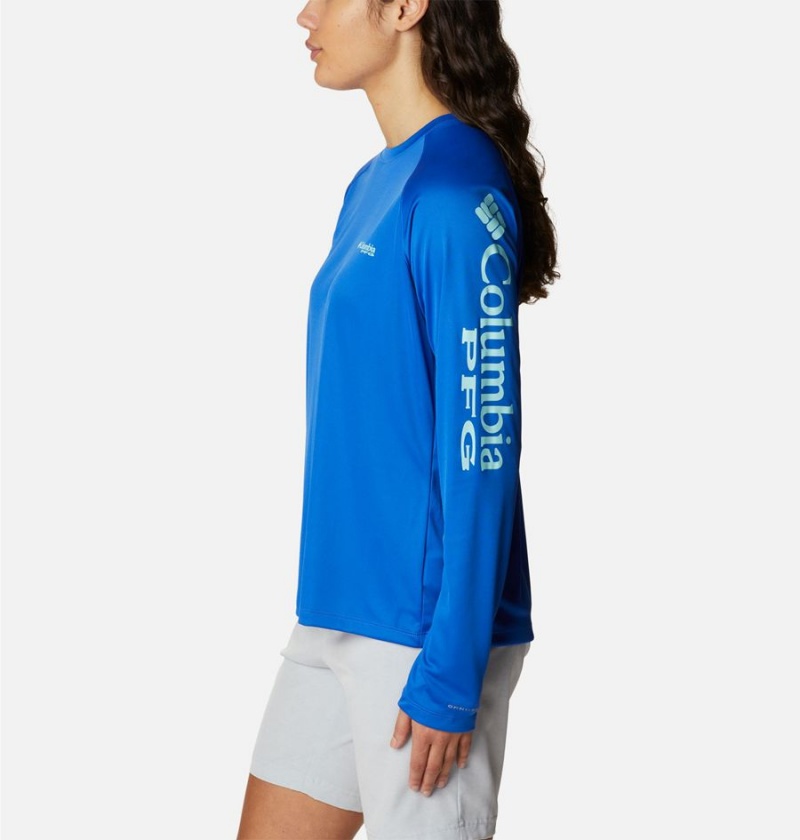 Blue Columbia PFG Tidal II Long Sleeve Women's T-Shirt | 53194OAVG