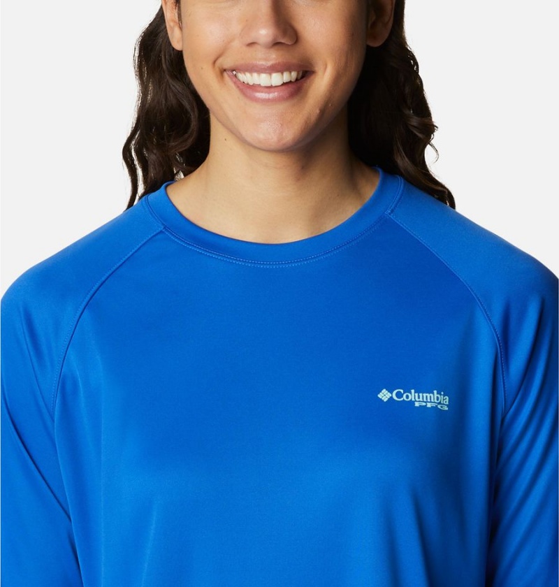 Blue Columbia PFG Tidal II Long Sleeve Women's T-Shirt | 53194OAVG