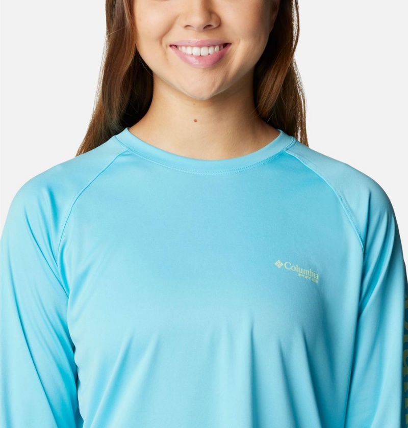 Blue Columbia PFG Tidal II Long Sleeve Women's T-Shirt | 74328YSGR