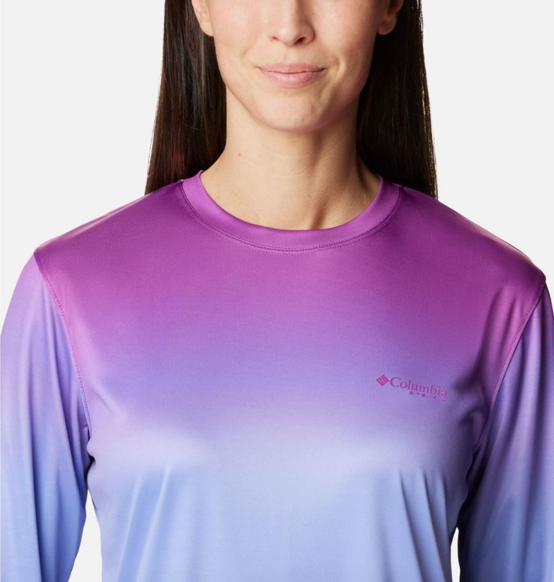 Blue Columbia PFG Tidal Isle Rise Fade Long Sleeve Women's T-Shirt | 75843IYBV