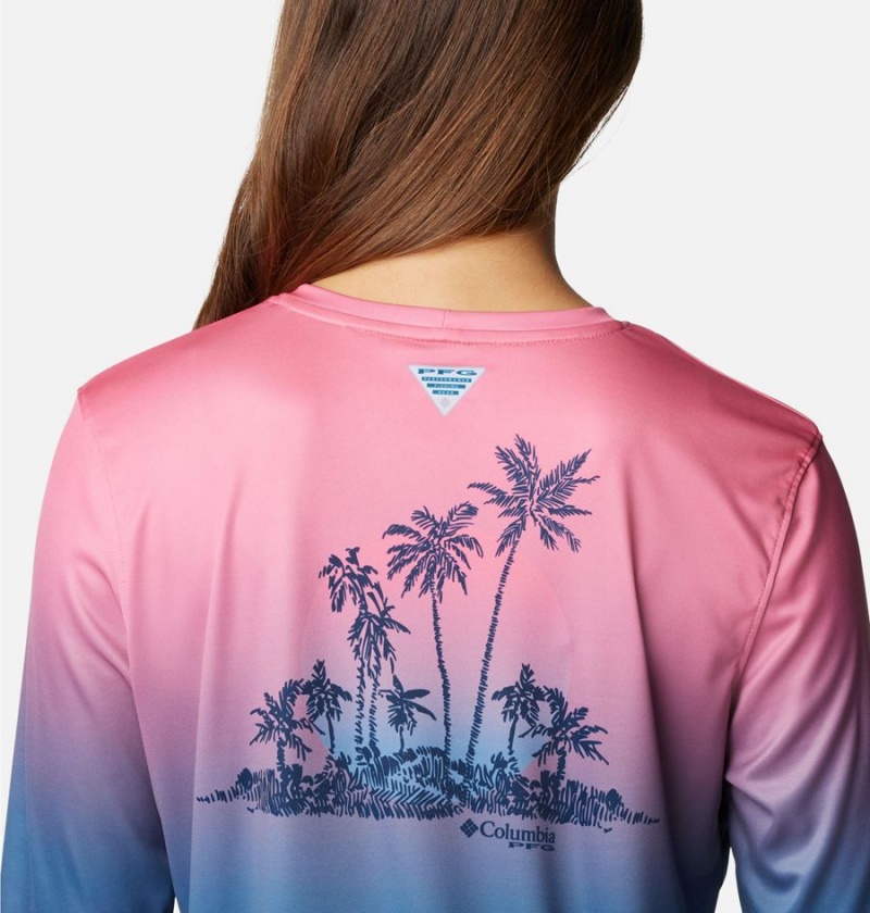 Blue Columbia PFG Tidal Isle Rise Fade Long Sleeve Women's T-Shirt | 29387JIVL