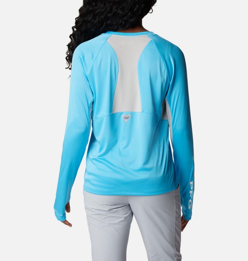 Blue Columbia PFG Tidal Vent Long Sleeve Women's T-Shirt | 54768LKZA