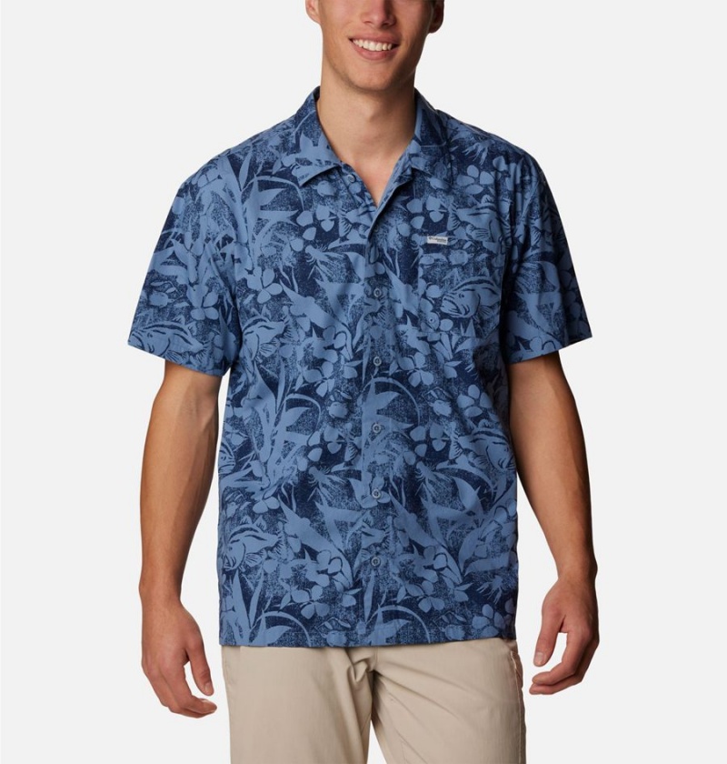 Blue Columbia PFG Trollers Best Short Sleeve Men\'s Shirt | 76851VYHK