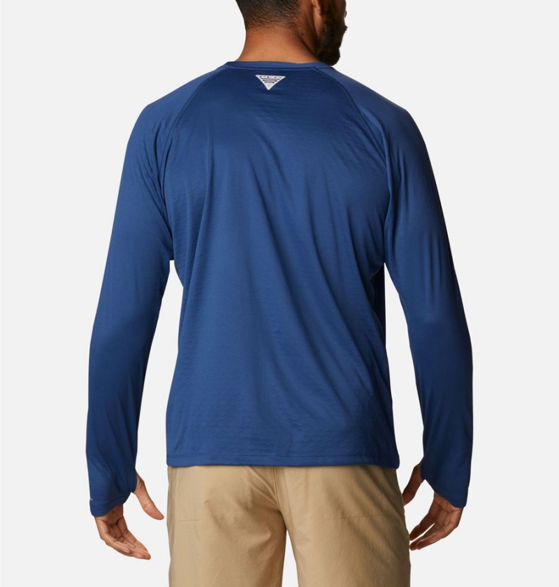 Blue Columbia PFG Zero Rules Ice Long Sleeve Men's T-Shirt | 96123MDYB