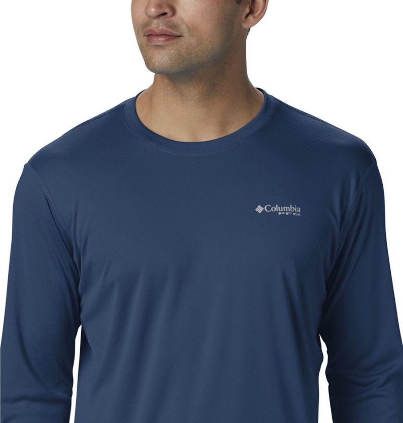 Blue Columbia PFG Zero Rules Long Sleeve Men's T-Shirt | 78412NCBH