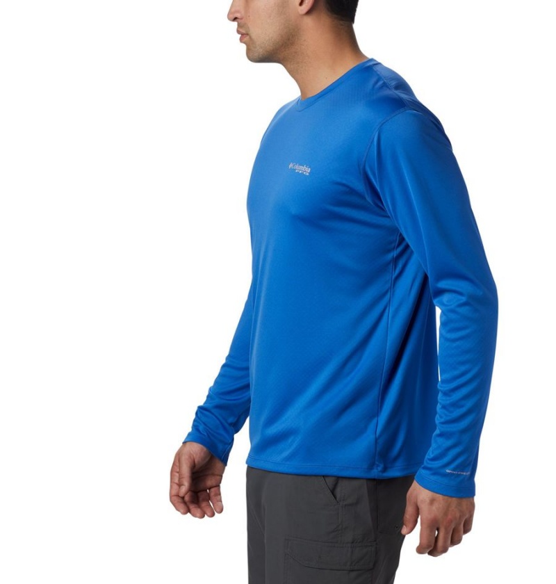 Blue Columbia PFG Zero Rules Long Sleeve Men's T-Shirt | 97605JINR