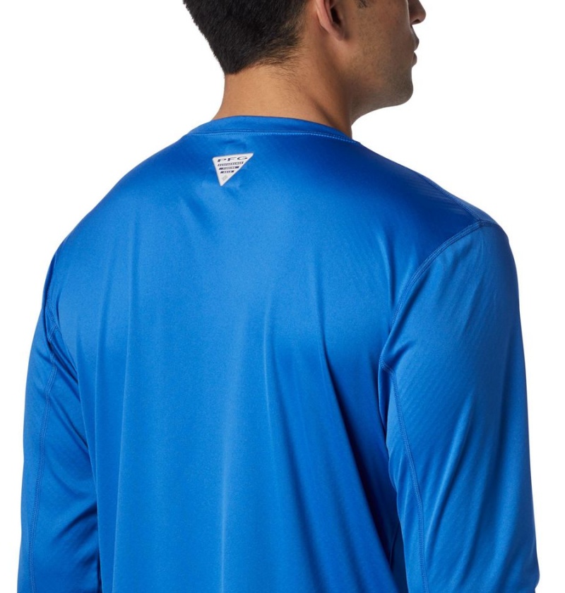 Blue Columbia PFG Zero Rules Long Sleeve Men's T-Shirt | 97605JINR