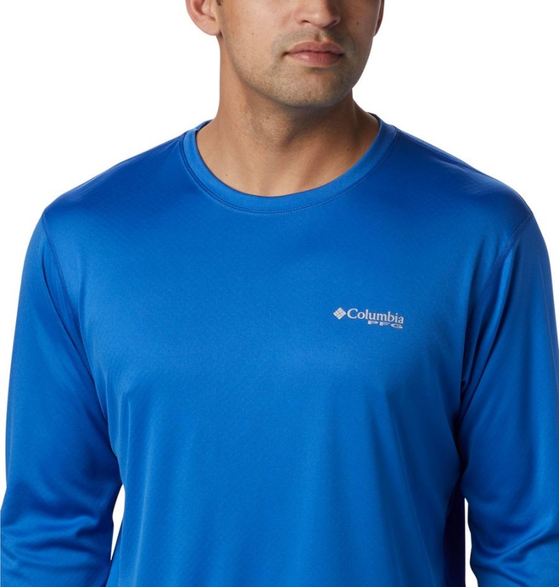 Blue Columbia PFG Zero Rules Long Sleeve Men's T-Shirt | 97605JINR