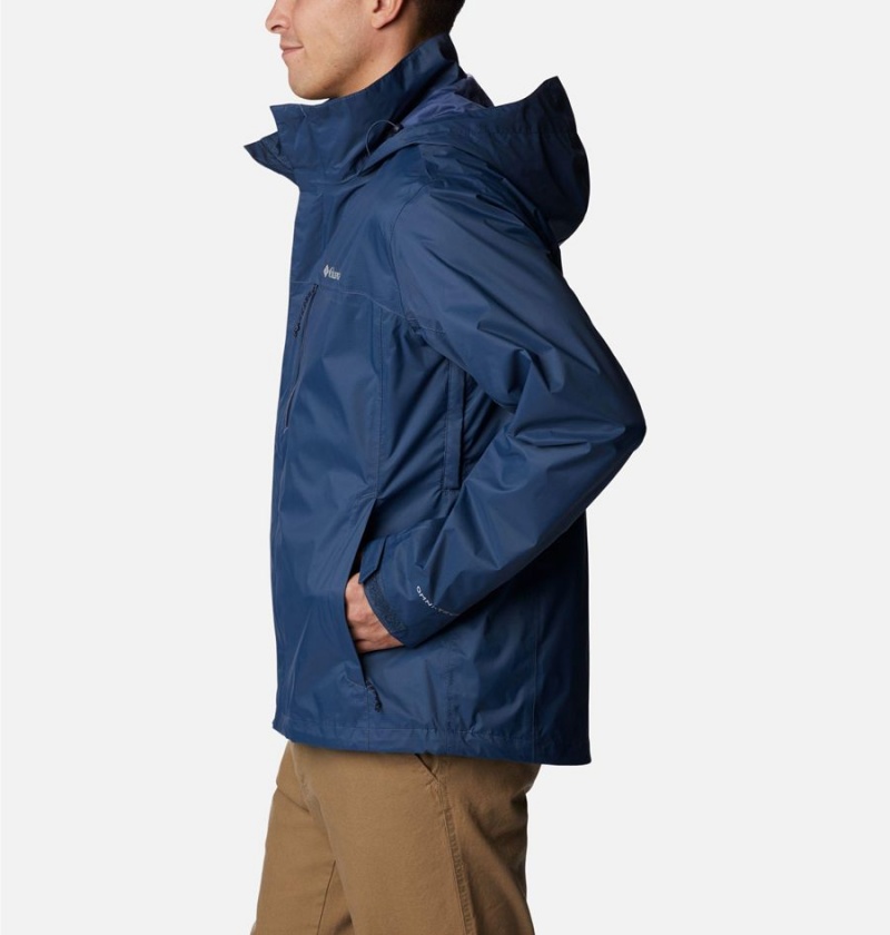 Blue Columbia Pouration Men's Rain Jacket | 48239SEIB