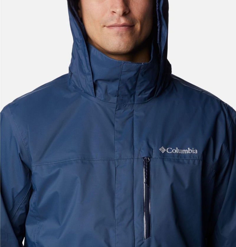 Blue Columbia Pouration Men's Rain Jacket | 48239SEIB