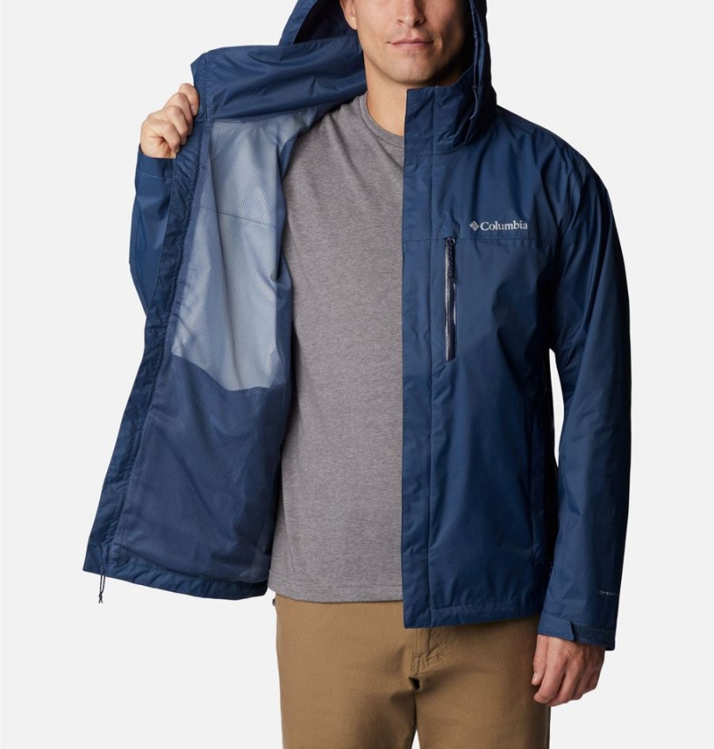 Blue Columbia Pouration Men's Rain Jacket | 48239SEIB