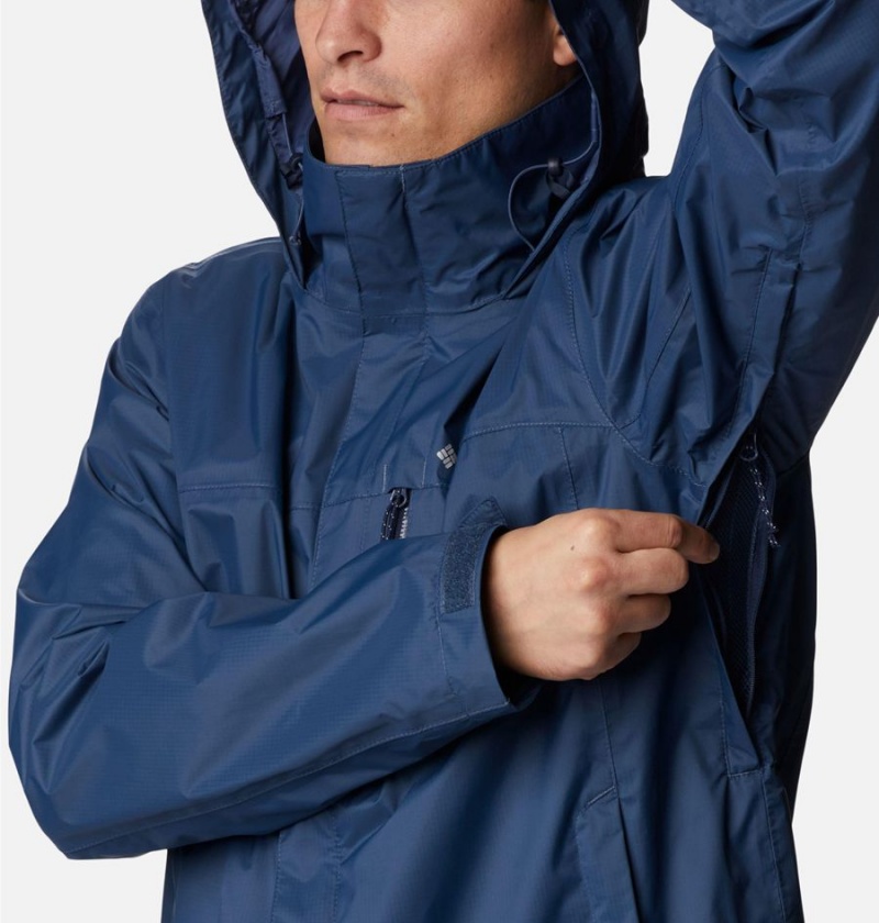 Blue Columbia Pouration Men's Rain Jacket | 48239SEIB