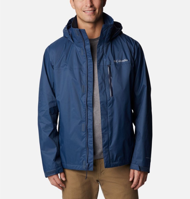 Blue Columbia Pouration Men's Rain Jacket | 48239SEIB