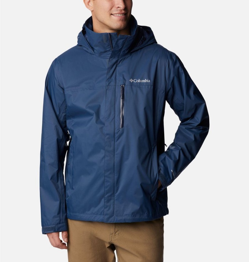 Blue Columbia Pouration Men\'s Rain Jacket | 48239SEIB