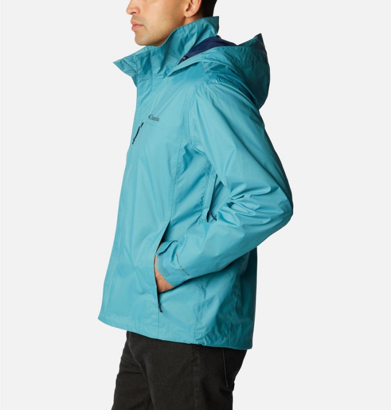 Blue Columbia Pouration Men's Rain Jacket | 94057AOEM