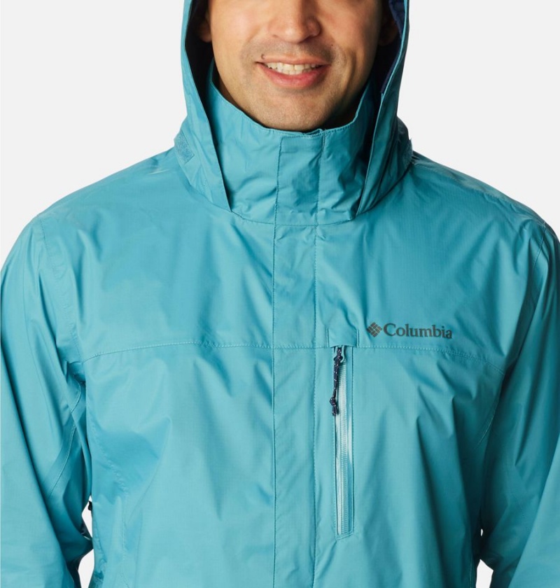 Blue Columbia Pouration Men's Rain Jacket | 94057AOEM