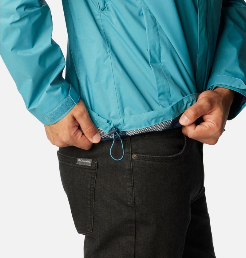 Blue Columbia Pouration Men's Rain Jacket | 94057AOEM