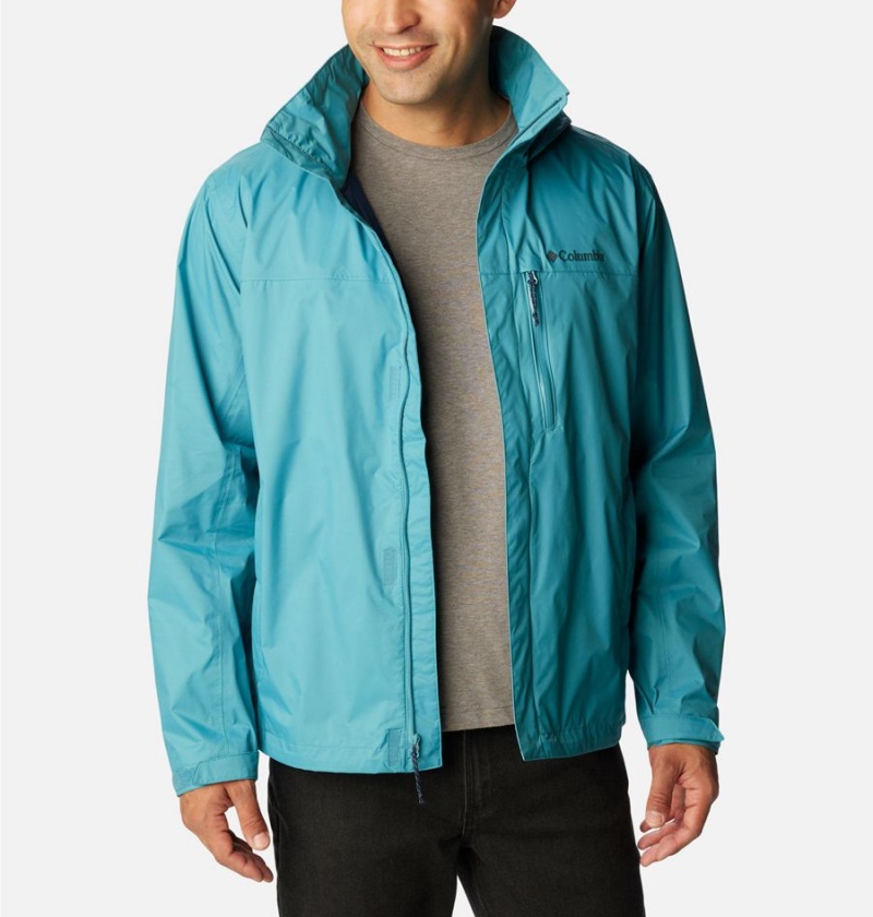 Blue Columbia Pouration Men's Rain Jacket | 94057AOEM