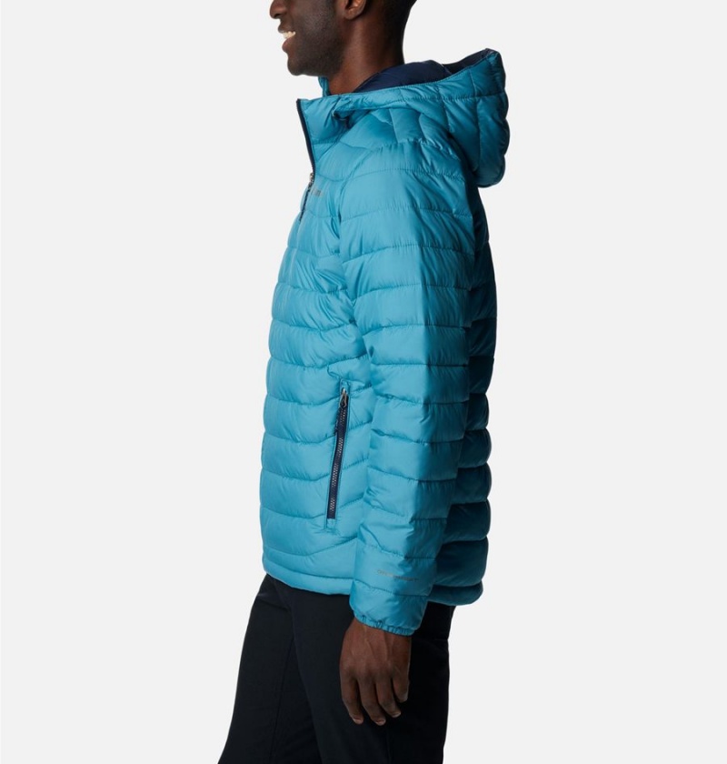 Blue Columbia Powder Lite Hooded Insulated Men's Puffer Jacket | 68127DQMP