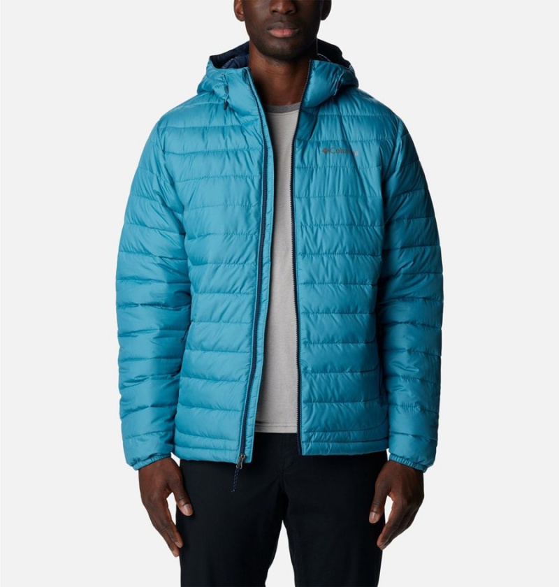 Blue Columbia Powder Lite Hooded Insulated Men's Puffer Jacket | 68127DQMP