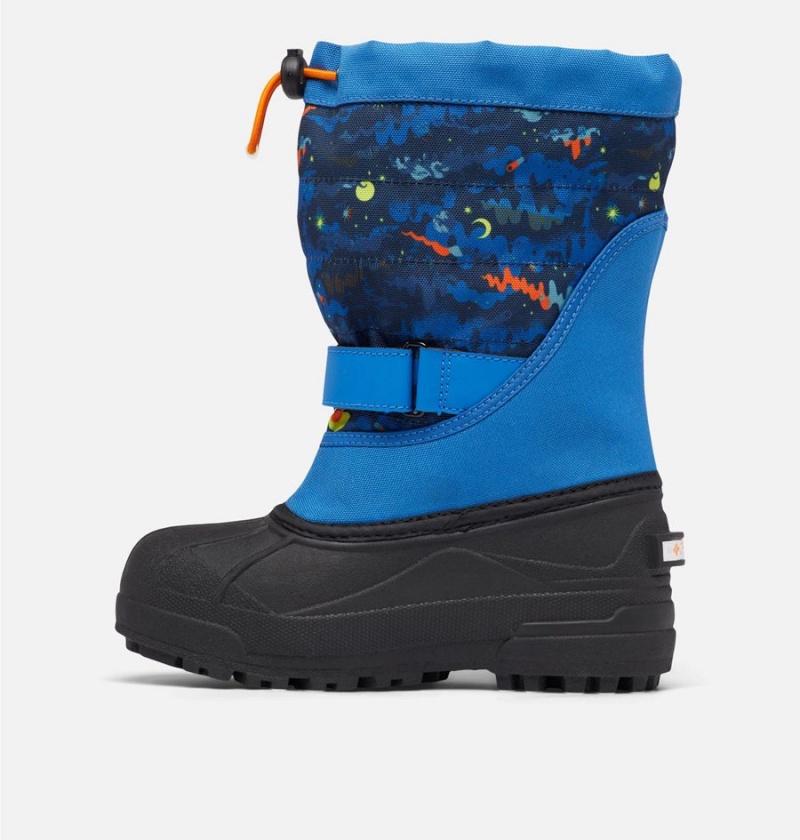 Blue Columbia Powderbug Plus II Print Snow Kids' Boots | 25708CSLE