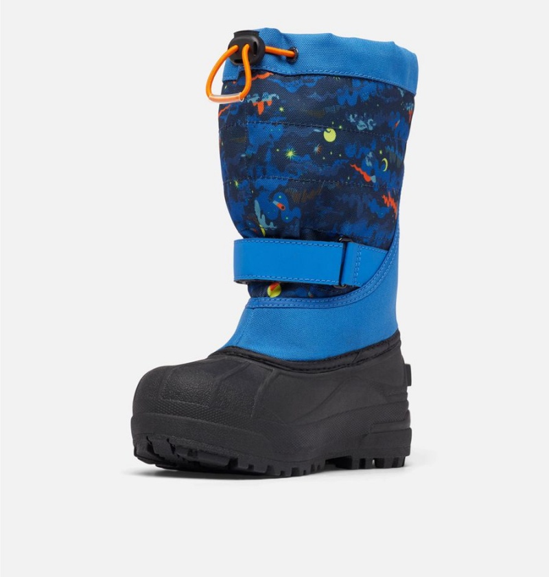 Blue Columbia Powderbug Plus II Print Snow Kids' Boots | 25708CSLE